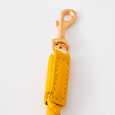 high quality italian nappa leather dog leash in yellow color