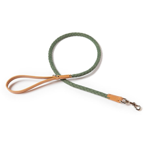 Dog leash with faux leather handles