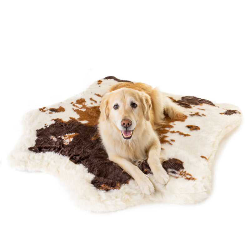 Pup Rug Faux Cowhide Memory Foam Large Dog Bed