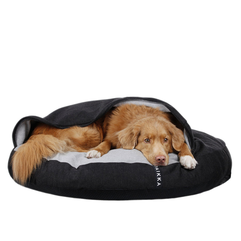 Calming dog bed to help aching joints for injured or senior dogs. Perfect for dogs who like to burrow. 