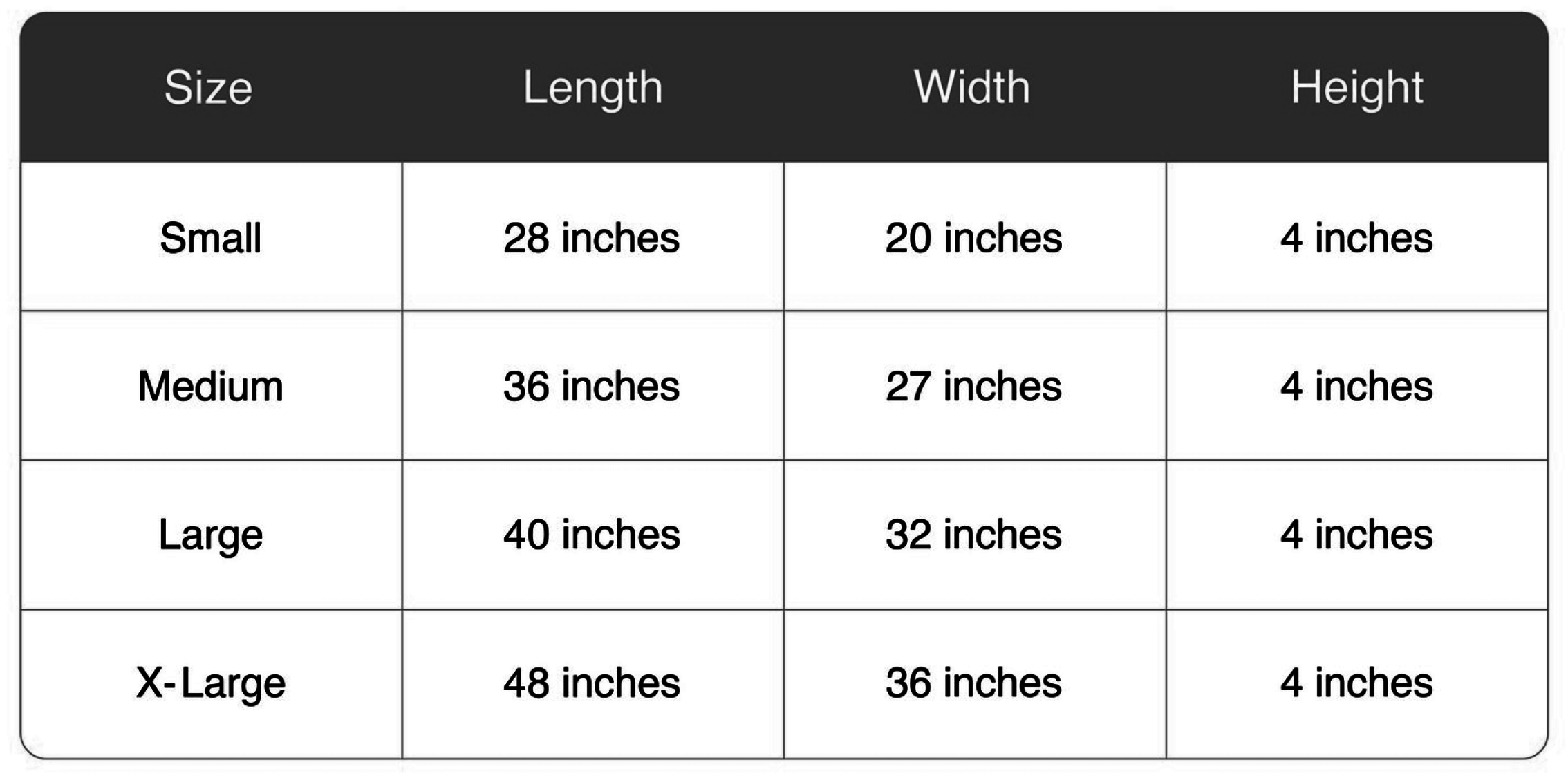 Size chart Pendletion