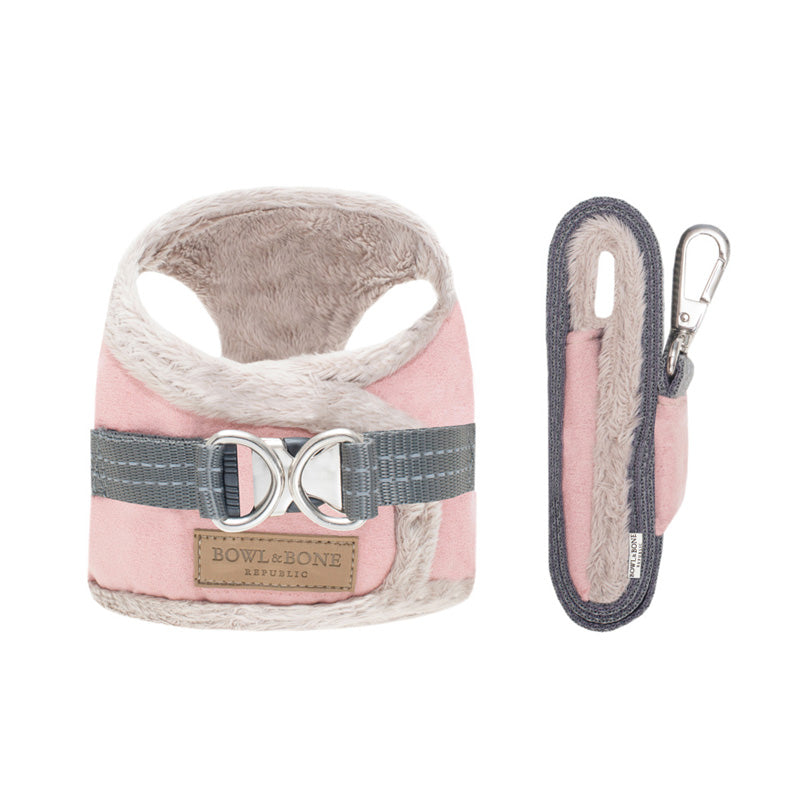 Yeti Dog Harness Set in Rose color for small dogs